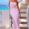 Kevin Pink Lace Maxi Dress