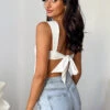 Kira White Tie Back Top