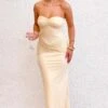 Krissy Cream Mesh Strapless Maxi Dress