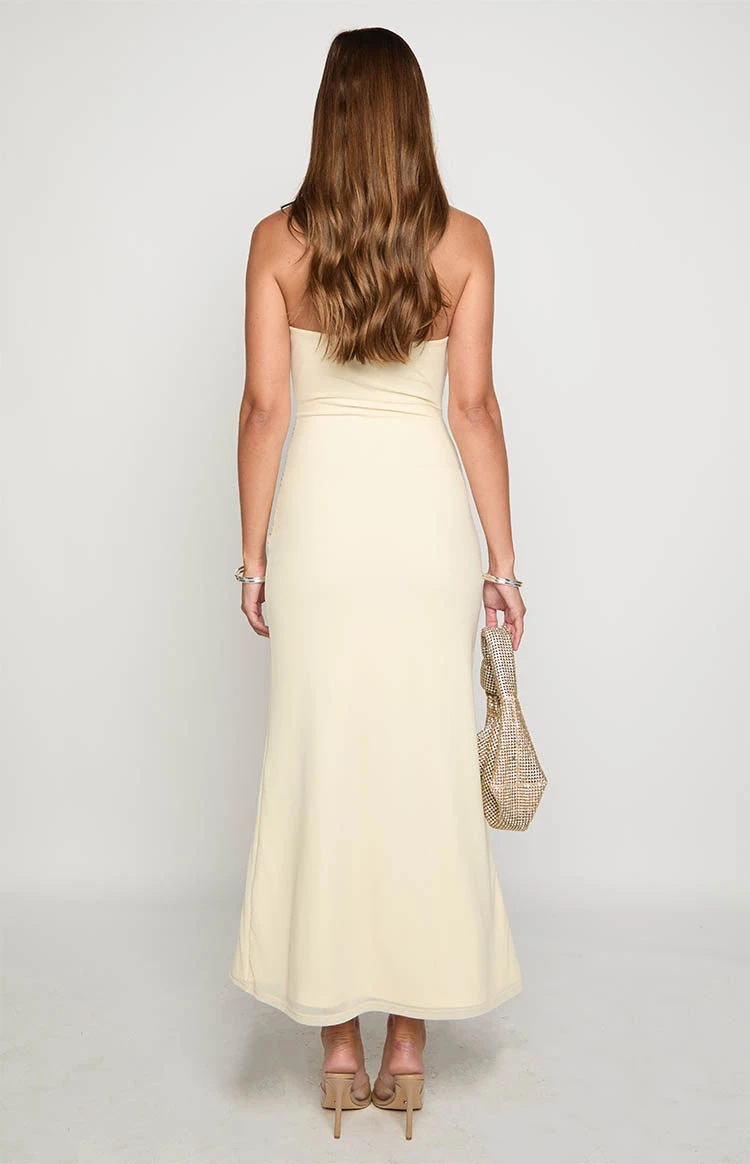 Krissy Cream Mesh Strapless Maxi Dress - Image 5