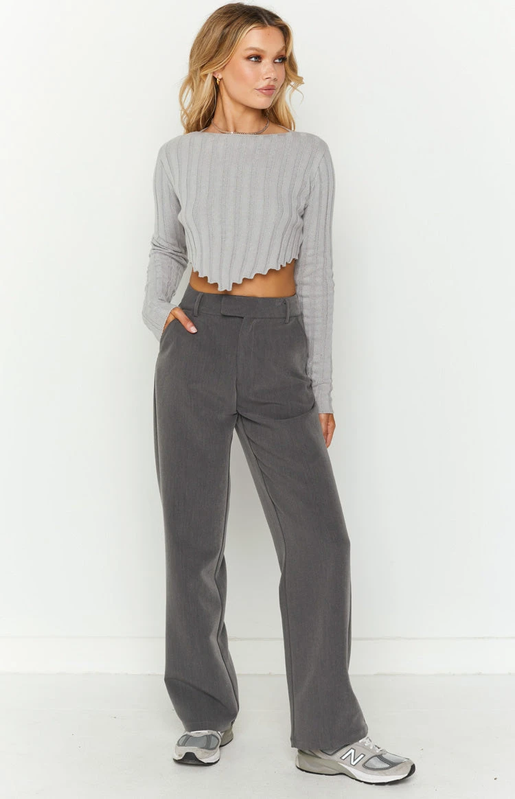 Kristin Grey Rib Sweater - Image 3
