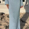 Laila Blue Knit Maxi Skirt