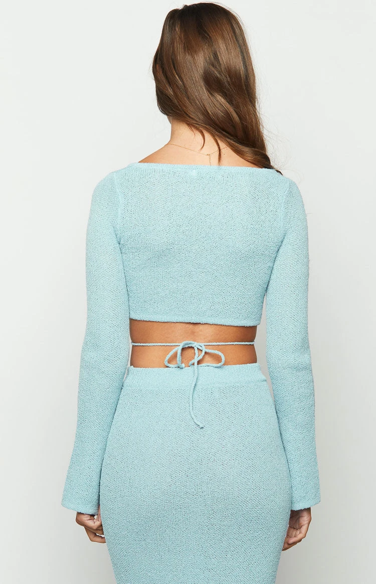 Laila Blue Long Sleeve Knit Top - Image 6