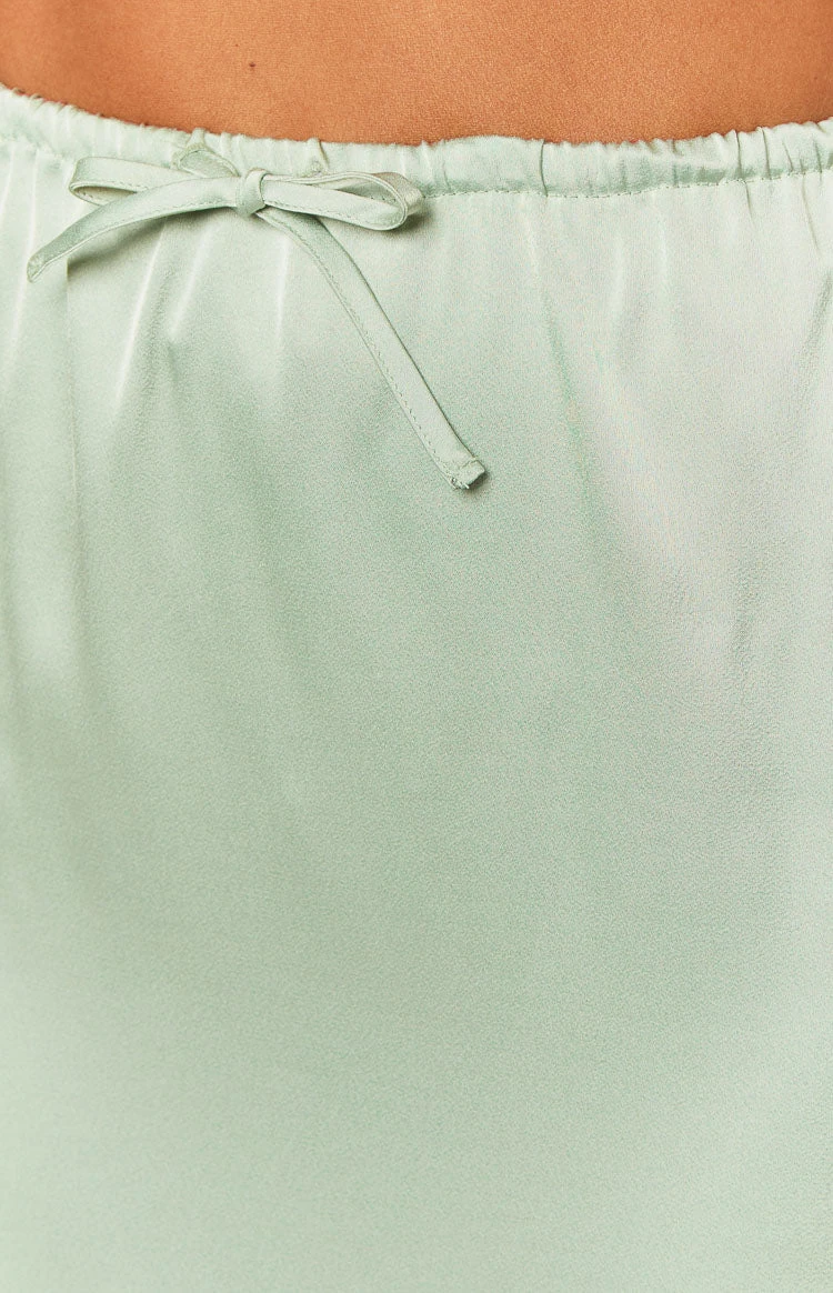 Lala Sage Satin Maxi Skirt - Image 6