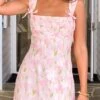 Layla Pink Floral Tie Back Mini Dress