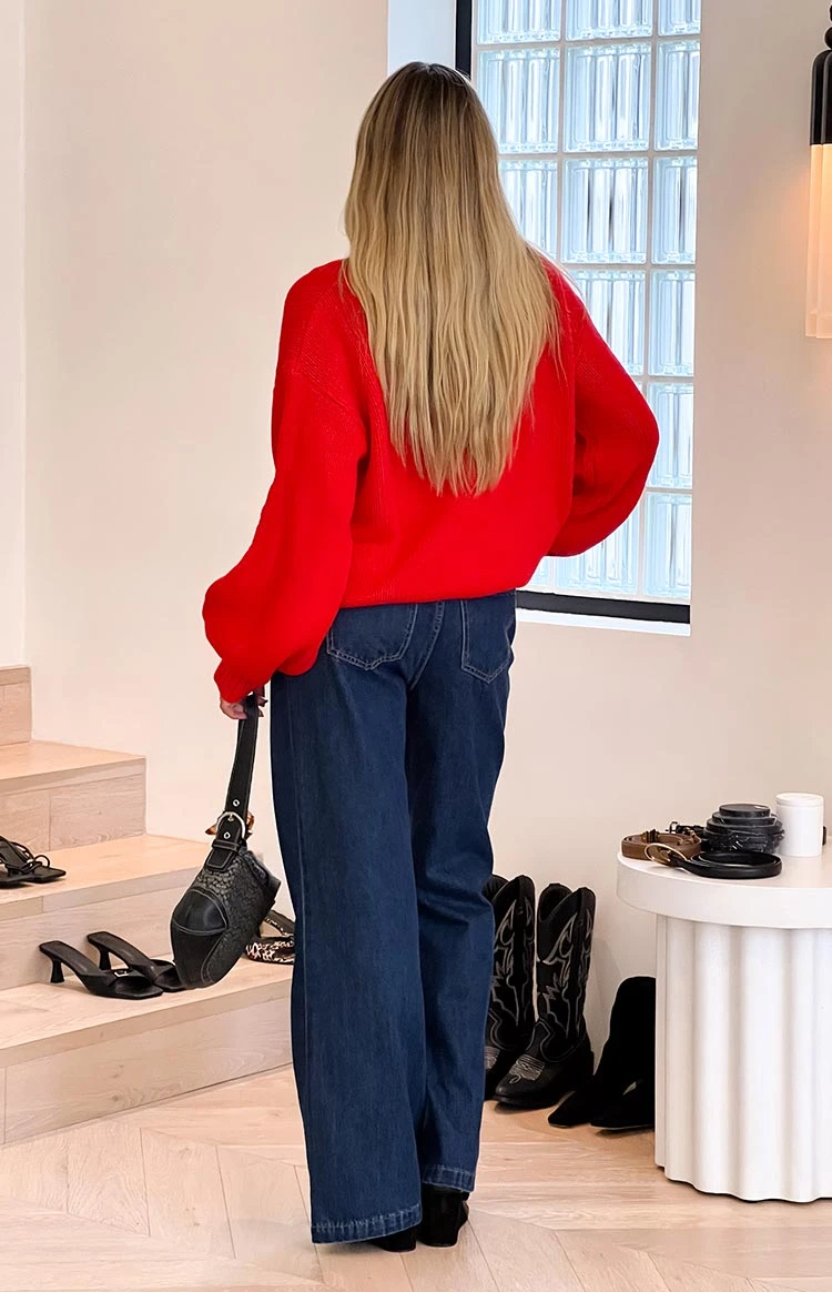 Lenny Dark Blue Denim Flare Jeans - Image 11