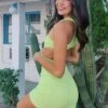 California Cut Out Mini Dress Lime