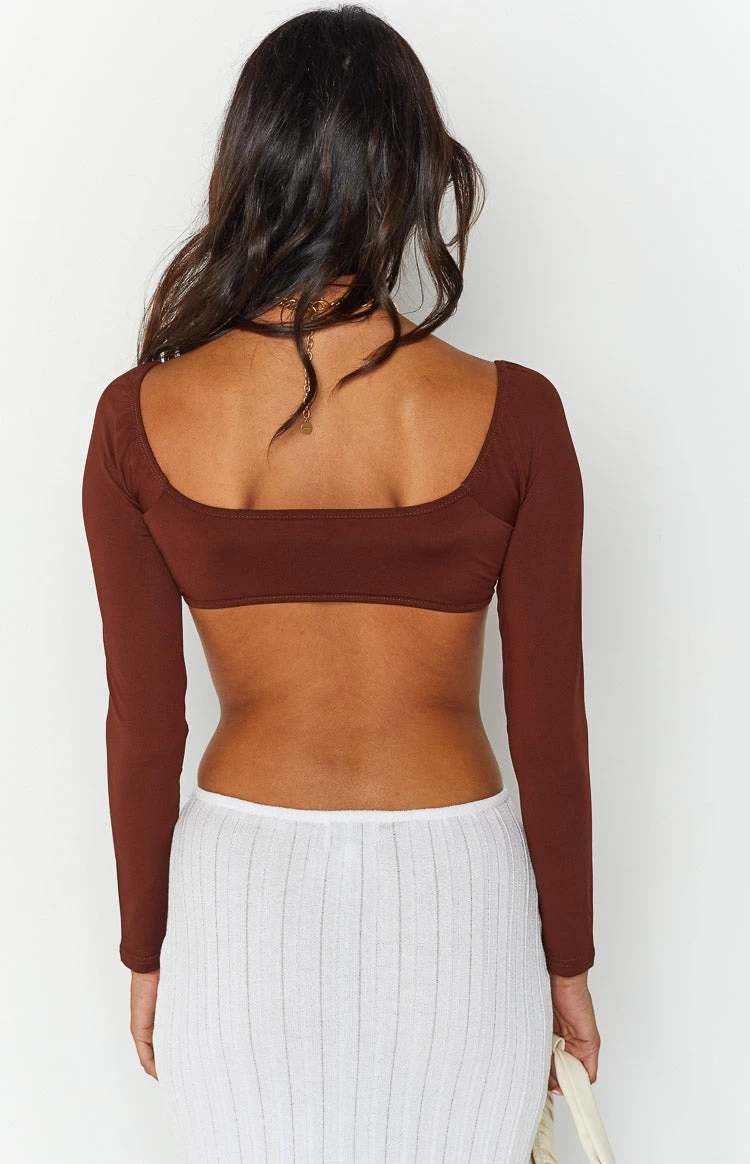 Beginning Boutique Linie Brown Long Sleeve Top - Image 2