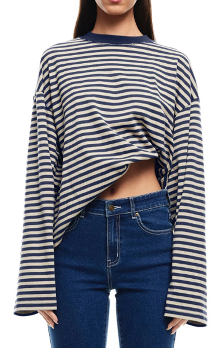 Lioness Bloom Navy Stripe Long Sleeve Top - Image 7