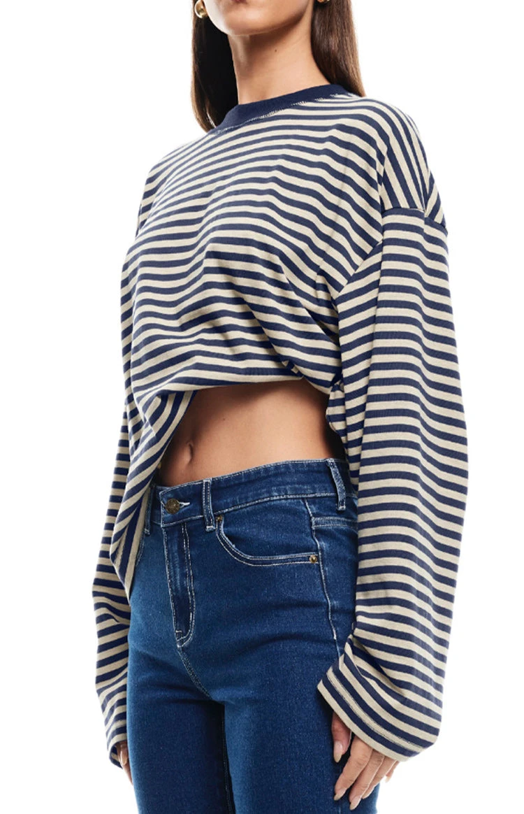 Lioness Bloom Navy Stripe Long Sleeve Top - Image 8