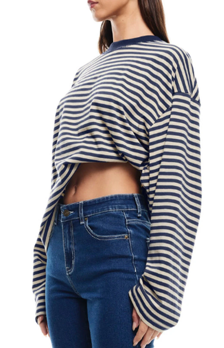 Lioness Bloom Navy Stripe Long Sleeve Top - Image 9