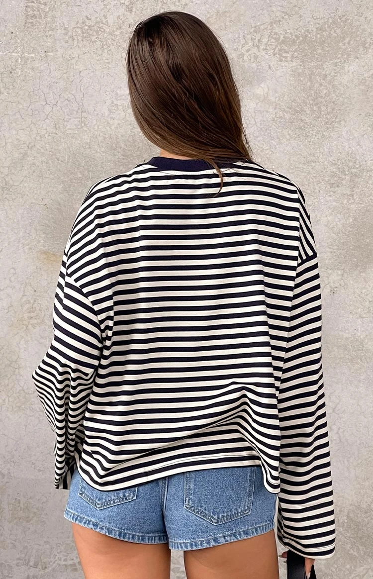 Lioness Bloom Navy Stripe Long Sleeve Top - Image 10