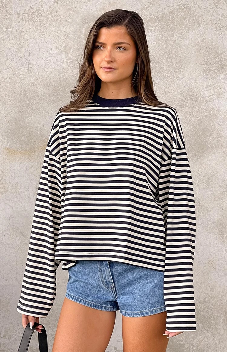 Lioness Bloom Navy Stripe Long Sleeve Top - Image 11