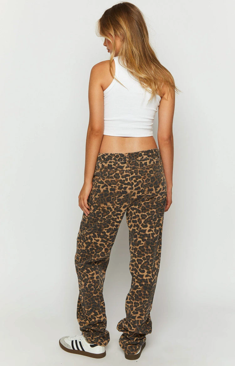 Lioness Carmela Leopard Print Straight Leg Jeans - Image 6