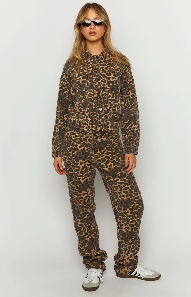 Lioness Carmela Leopard Print Straight Leg Jeans - Image 7