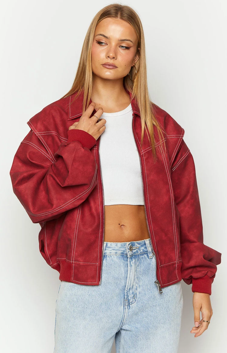 Lioness Vista Crimson Bomber Jacket - Image 3