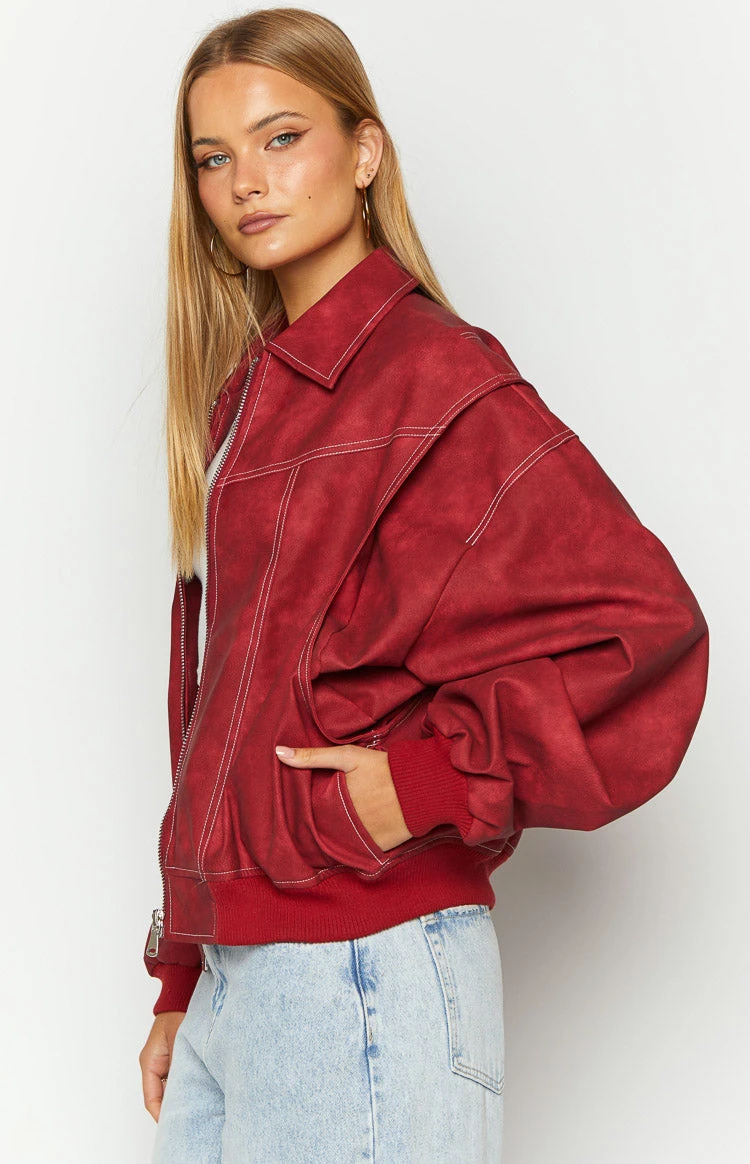 Lioness Vista Crimson Bomber Jacket - Image 4