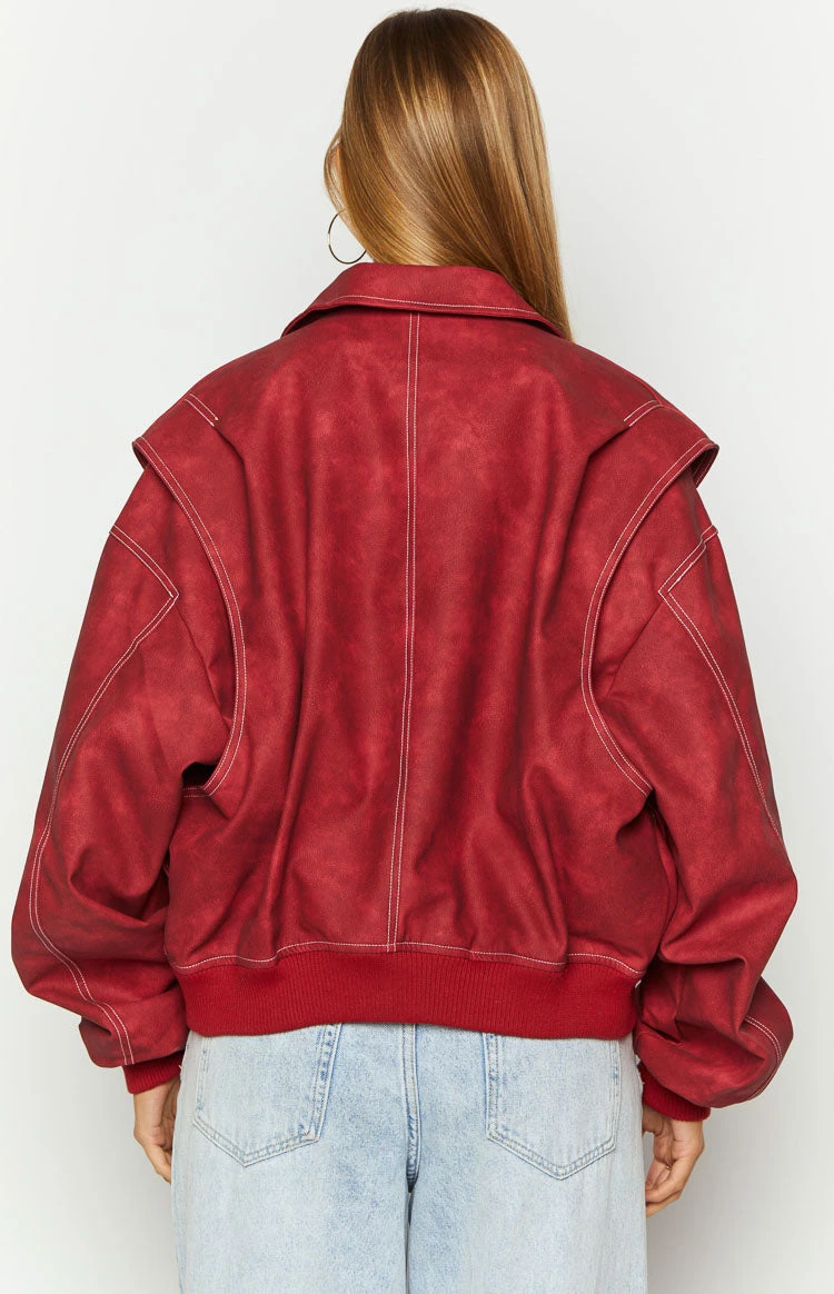 Lioness Vista Crimson Bomber Jacket - Image 6