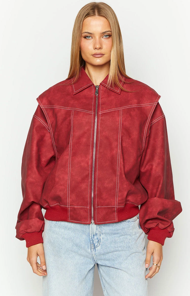 Lioness Vista Crimson Bomber Jacket - Image 5