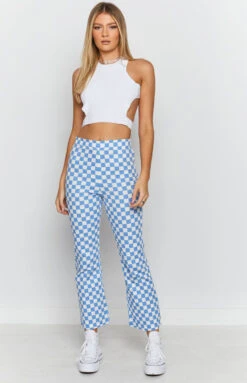 Beginning Boutique Lorelai Check Pant Blue