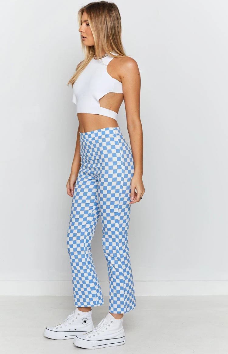 Beginning Boutique Lorelai Check Pant Blue - Image 6