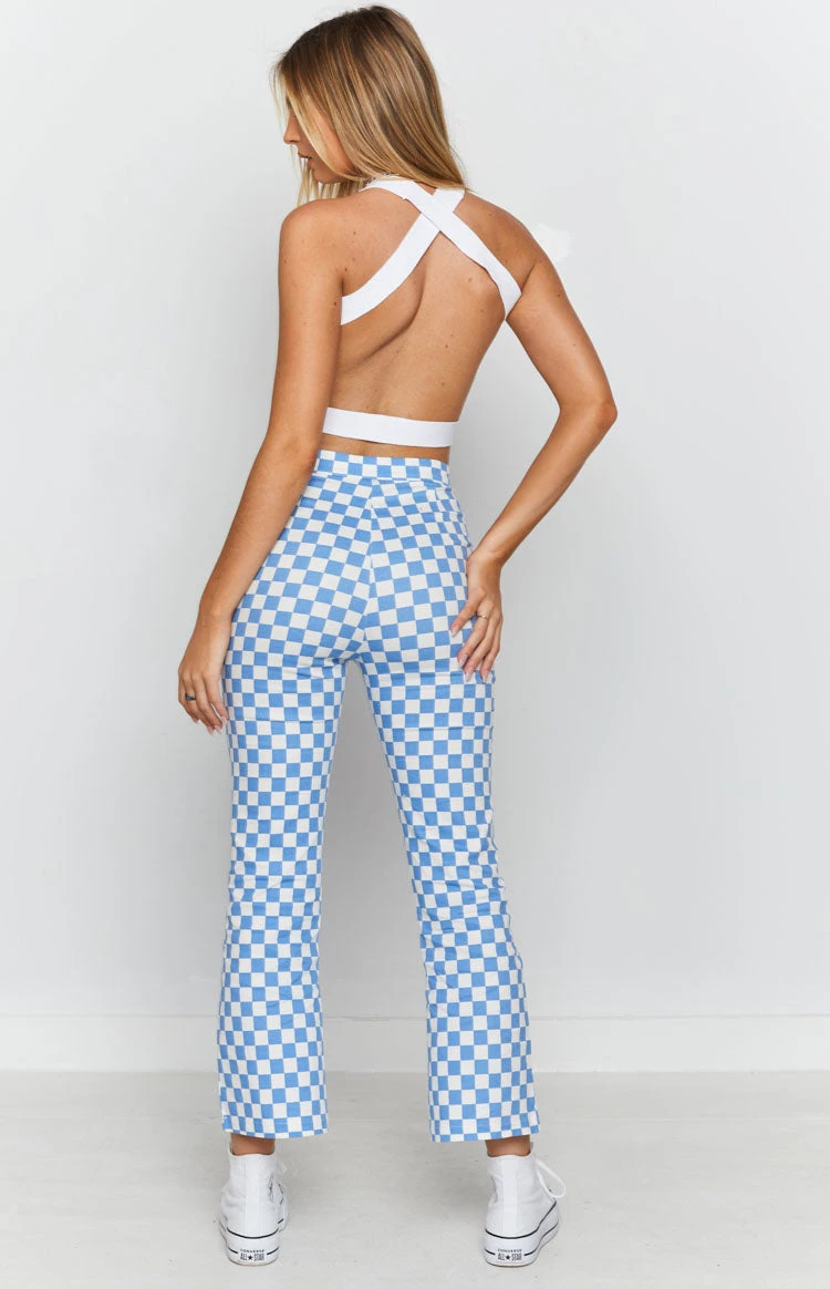 Beginning Boutique Lorelai Check Pant Blue - Image 7