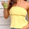 Lou Lou Yellow Strapless Top