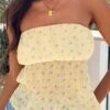Lou Lou Yellow Floral Strapless Top