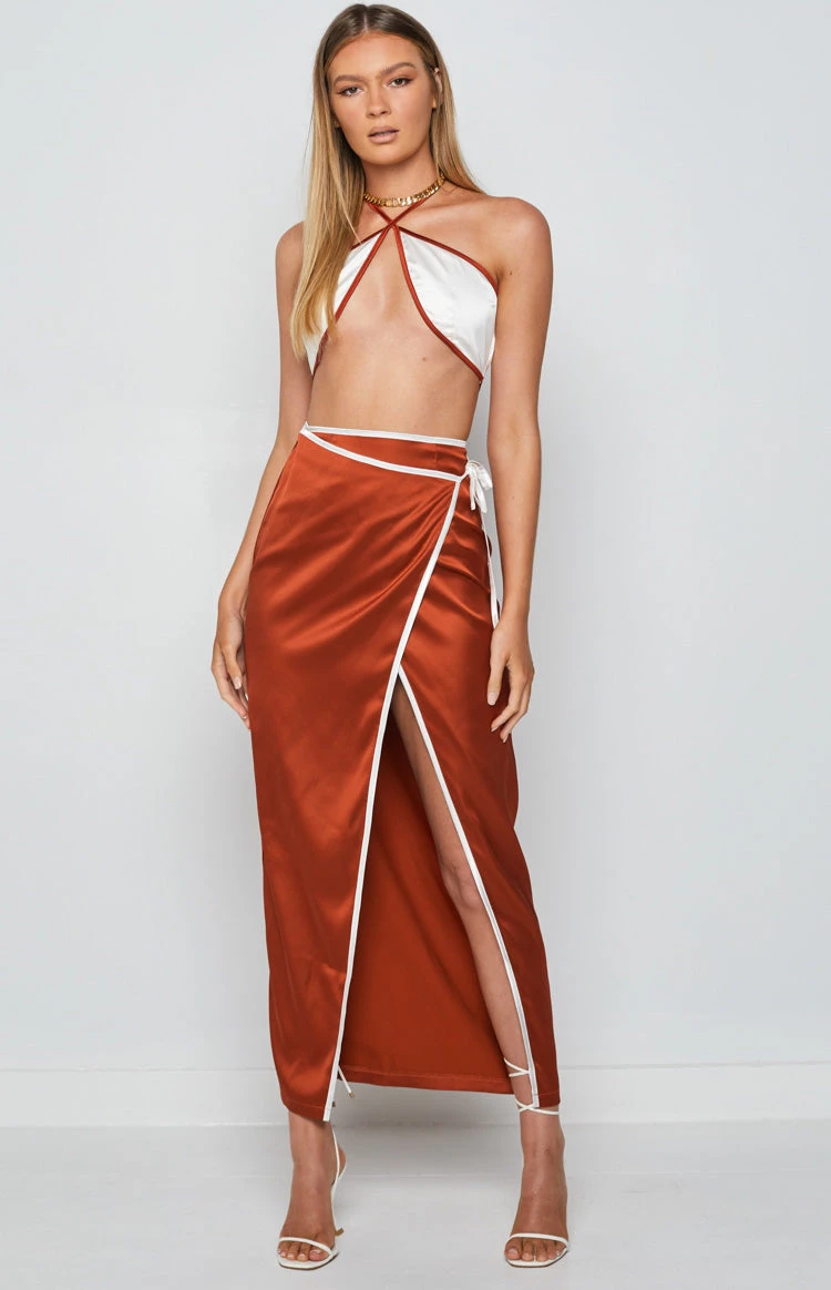Lou Wrap Maxi Skirt Brown - Image 6