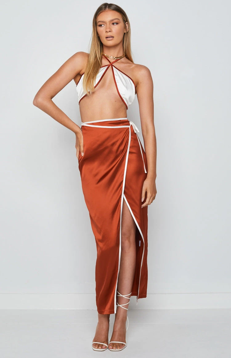 Lou Wrap Maxi Skirt Brown - Image 7