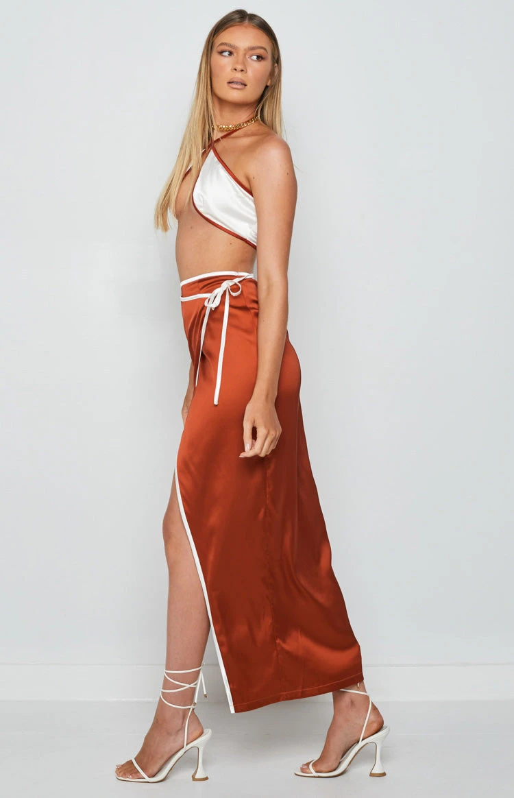 Lou Wrap Maxi Skirt Brown - Image 8