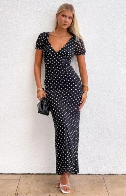 Lovella Black Polka Dot Maxi Dress