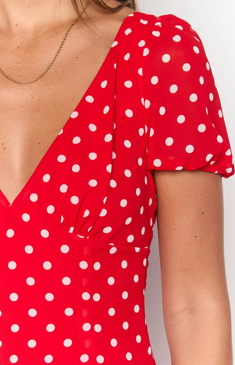 Lovella Red Polka Dot Maxi Dress - Image 6