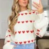 Lovey Red Heart Stripe Jumper