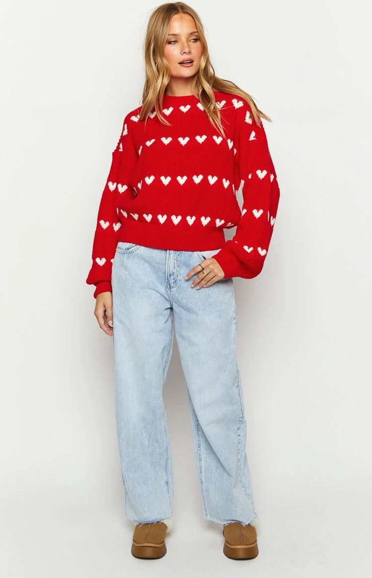 Lovey White Heart Stripe Jumper - Image 6
