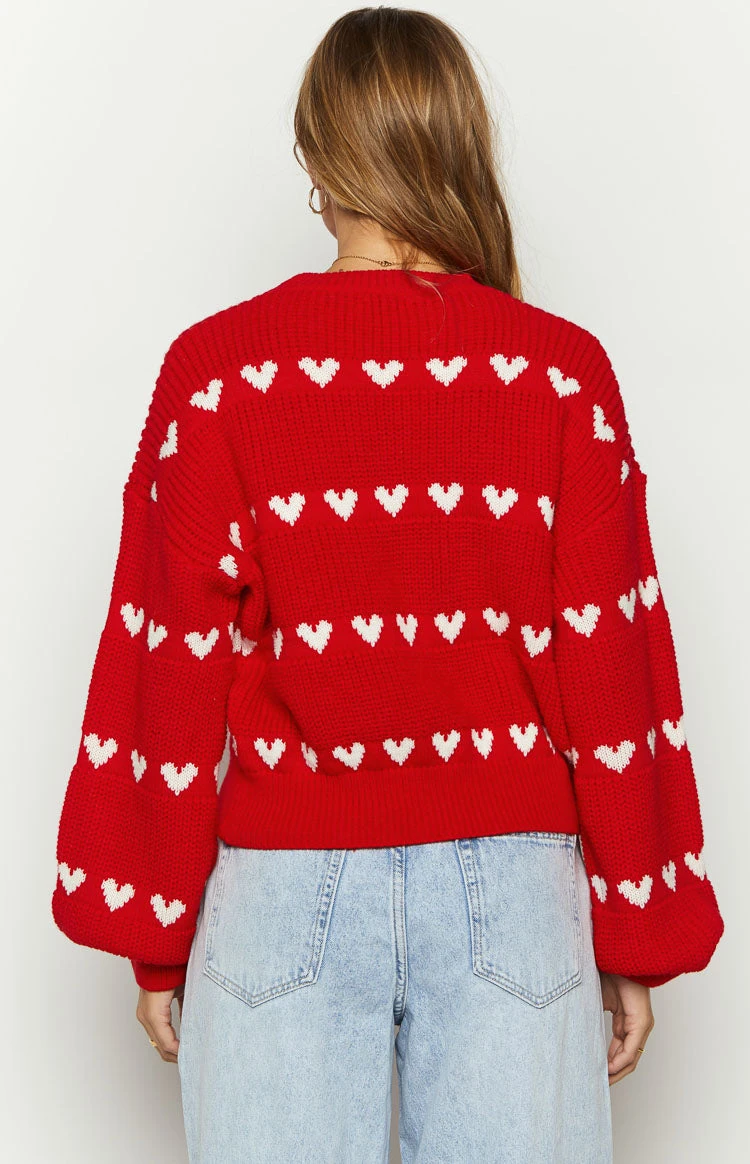 Lovey White Heart Stripe Jumper - Image 3