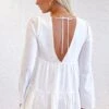 Lucky Heart White Long Sleeve Mini Dress