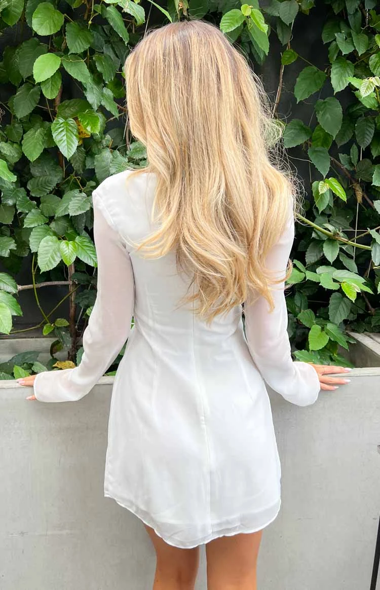 Lucy White Long Sleeve Mini Dress - Image 10