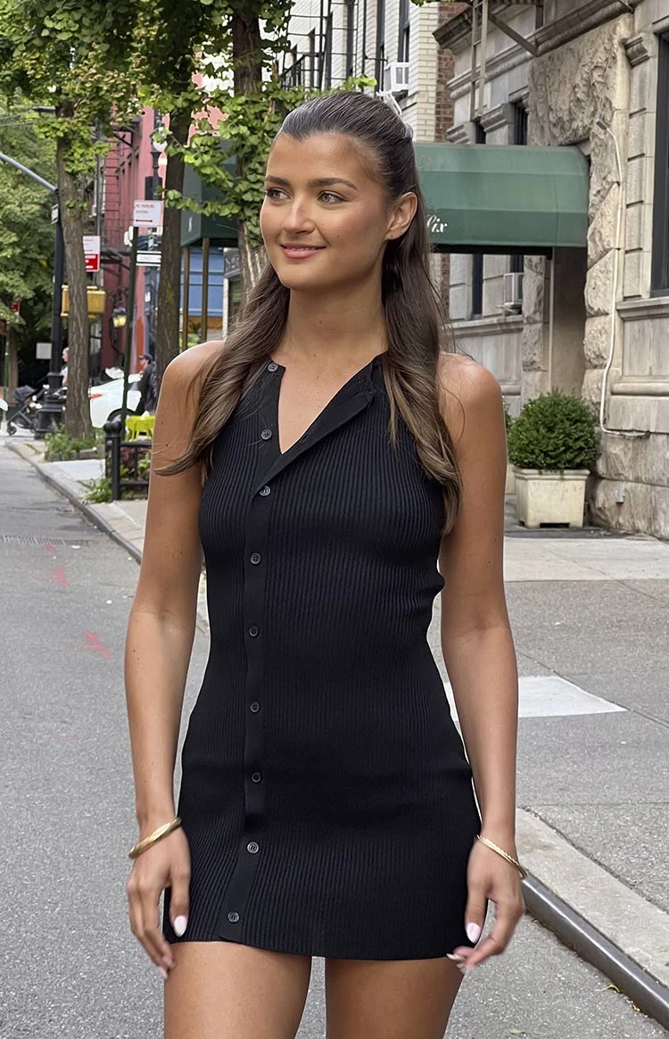 Lumi Black Button Up Mini Dress - Image 10