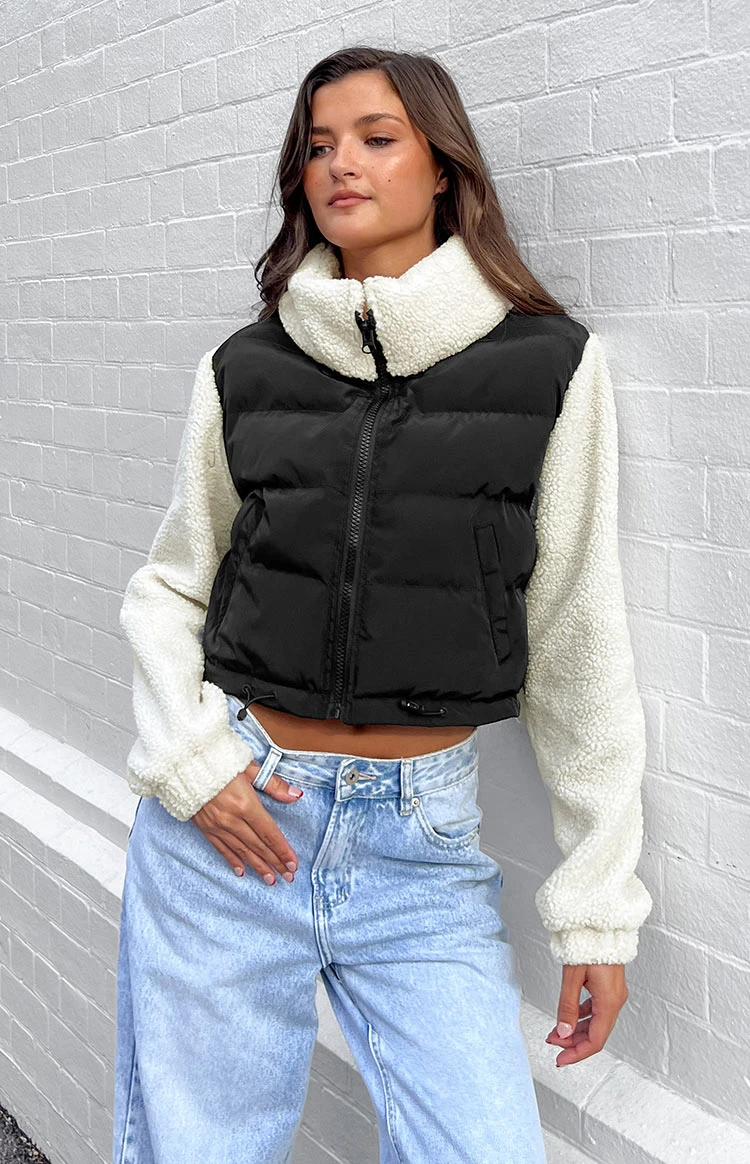 Maelle Black Sherpa Puffer Jacket - Image 6