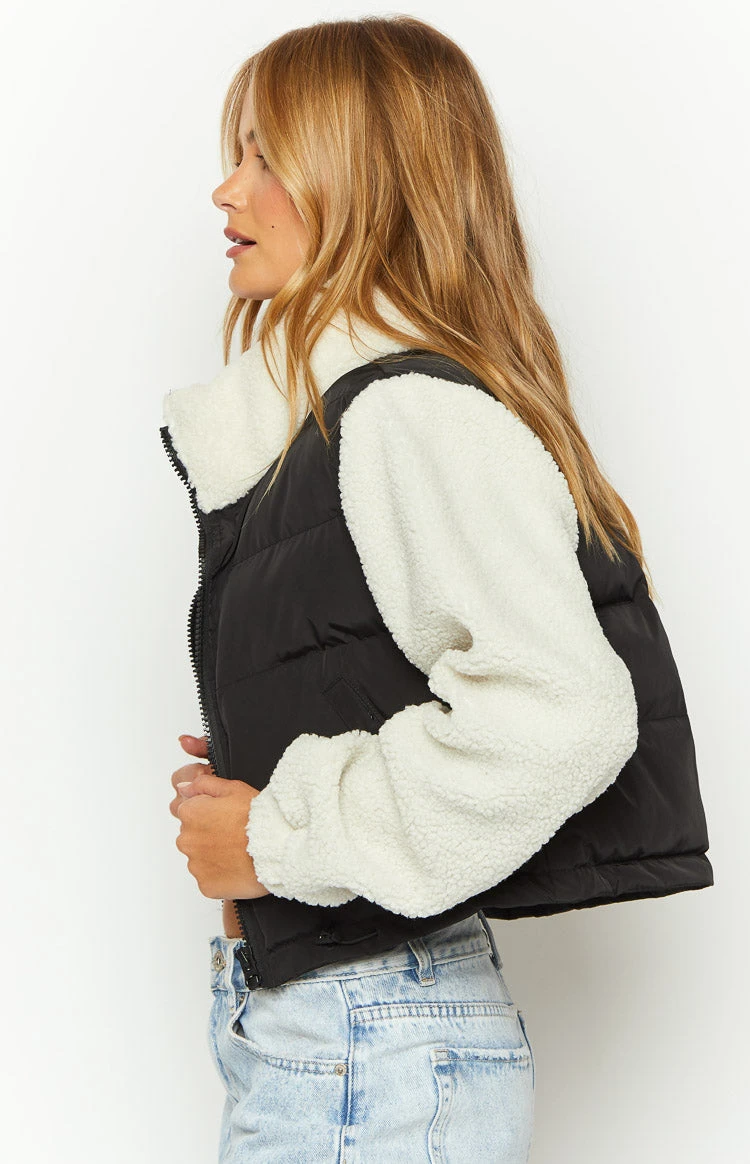 Maelle Black Sherpa Puffer Jacket - Image 3