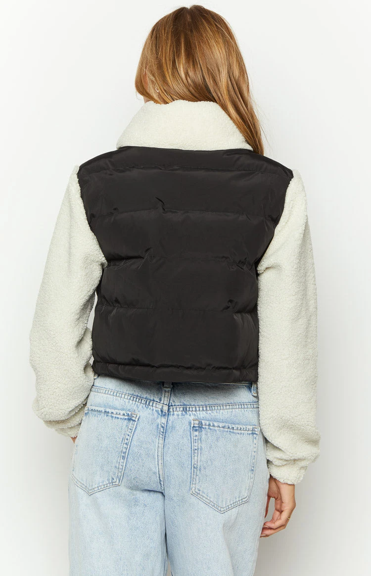 Maelle Black Sherpa Puffer Jacket - Image 5