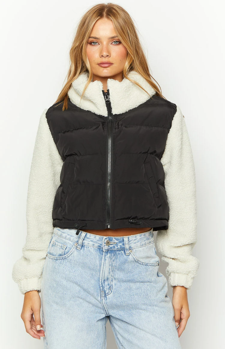 Maelle Black Sherpa Puffer Jacket - Image 7
