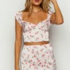 Maeva Pink Satin Tulip Print Mini Skirt