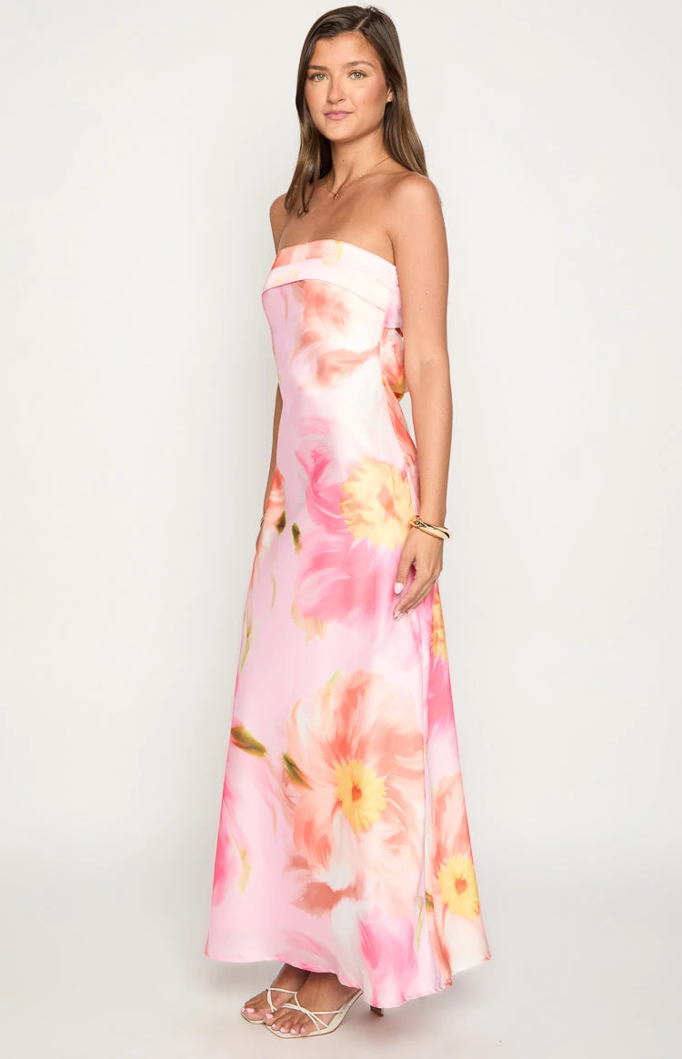 Maiah Pink Floral Print Maxi Dress - Image 4
