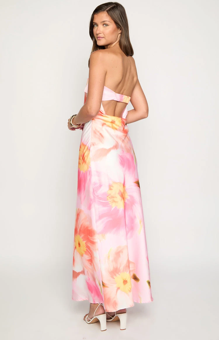 Maiah Pink Floral Print Maxi Dress - Image 5