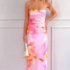 Maiah Pink Floral Print Maxi Dress