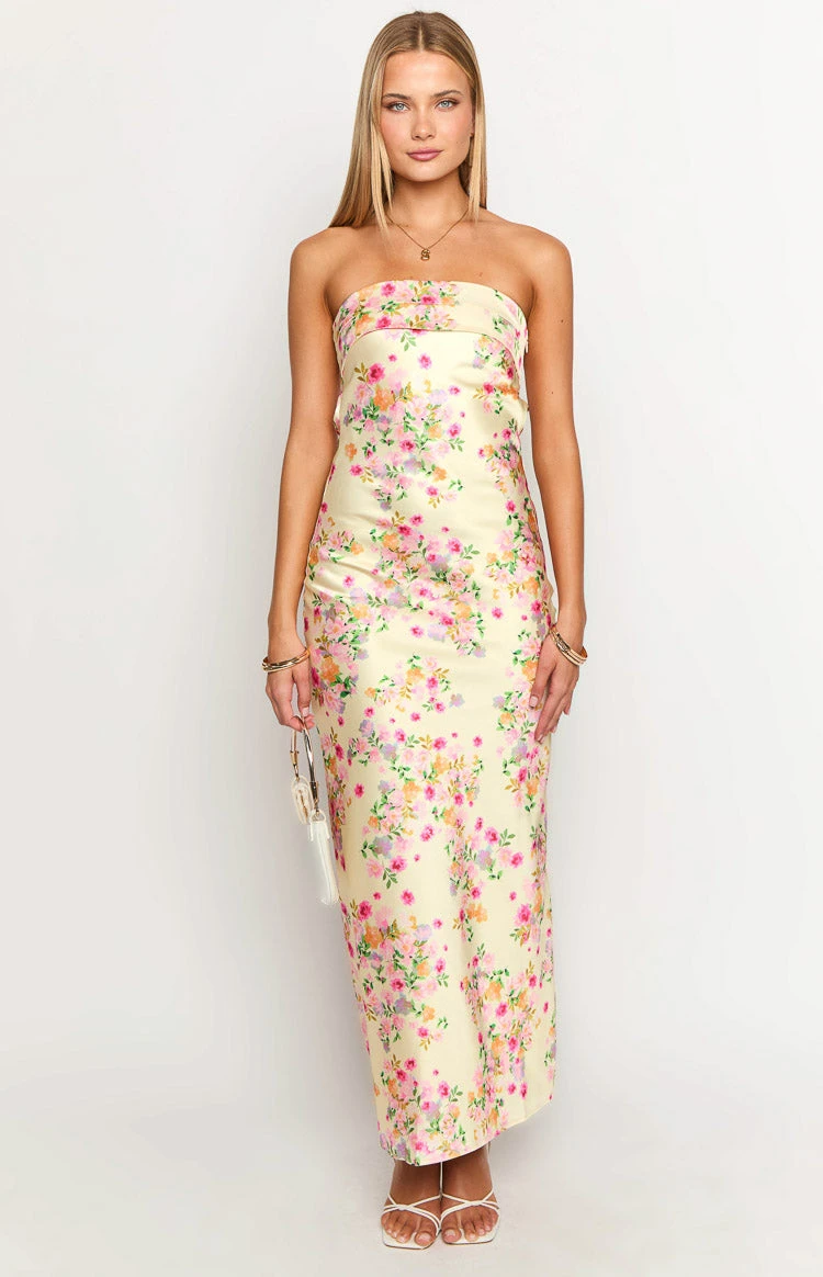 Maiah Yellow Bloom Maxi Dress - Image 3