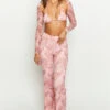 Main Act Pink Swirl Snake Print Pants