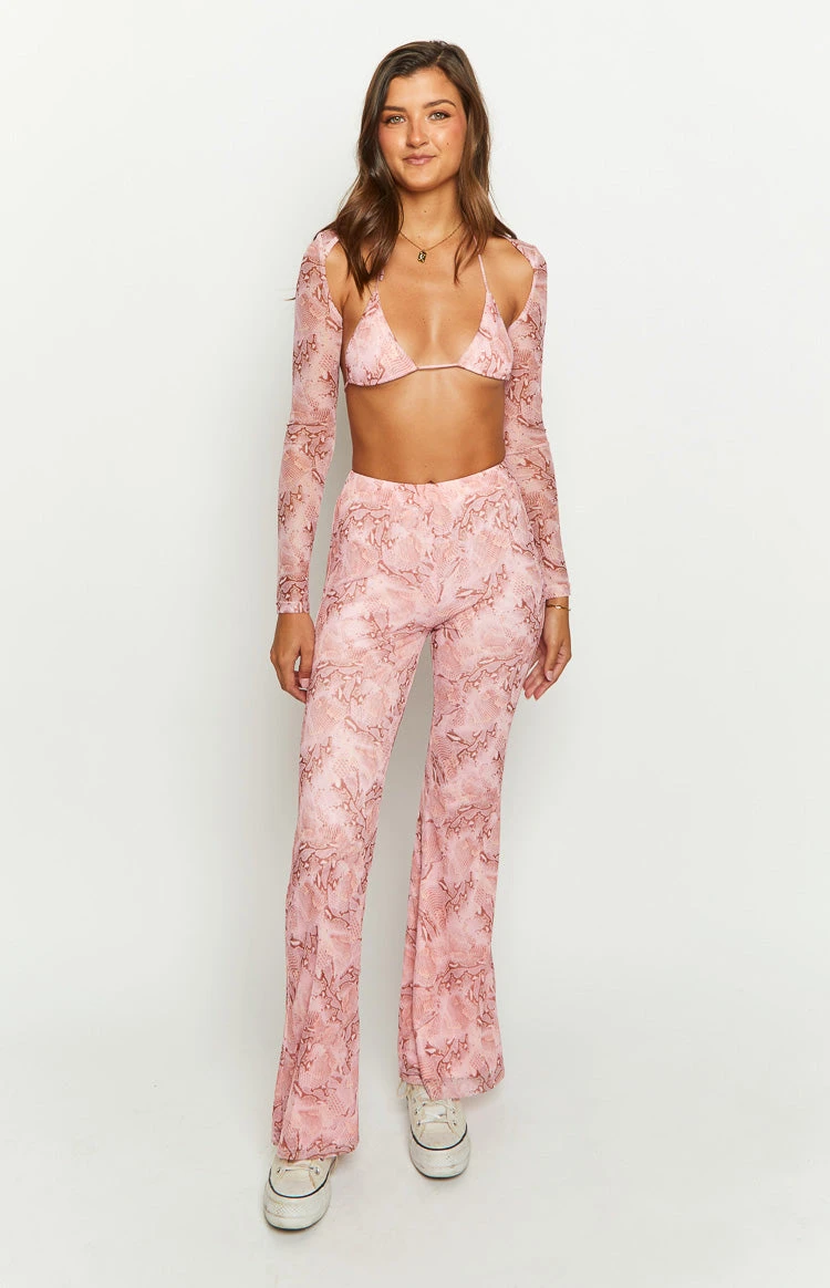 Main Act Pink Swirl Snake Print Top And Bolero - Image 3